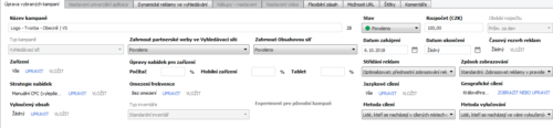 AdWords Editor - Nastavení kampaně