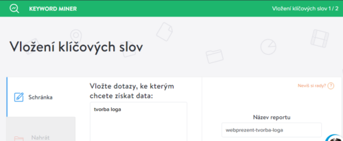 Marketing Miner - Vložení klíčových slov