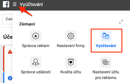 Facebook - Vyúčtování