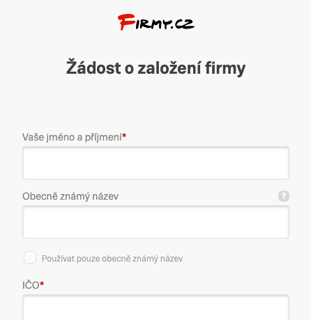 Firmy.cz - Formulář pro registraci