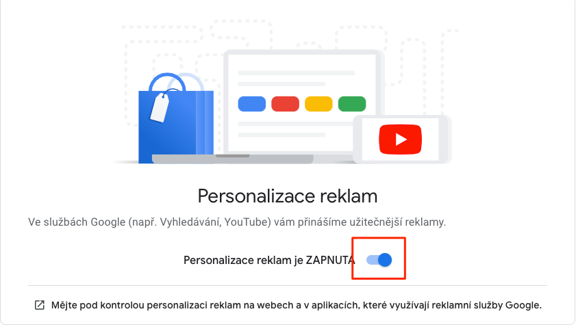 Google: Vypnutí personalizace reklam