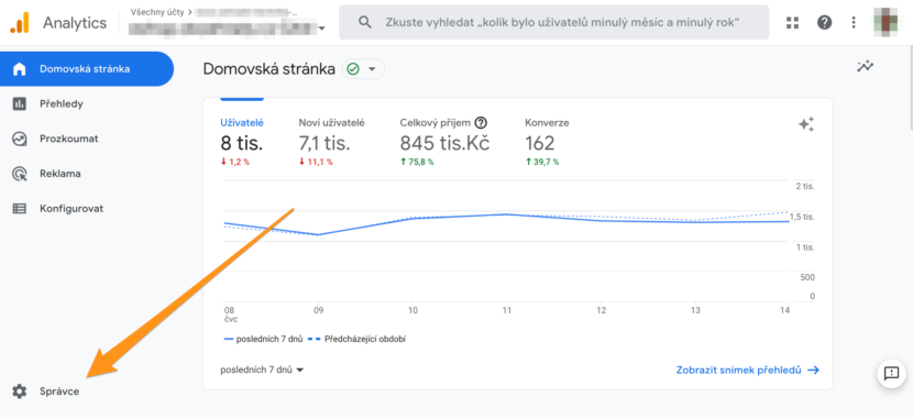 Google Analytics - přidání nového uživatele